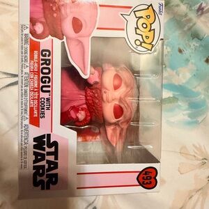 Funko Pop Grogu with Pink and Red Accents